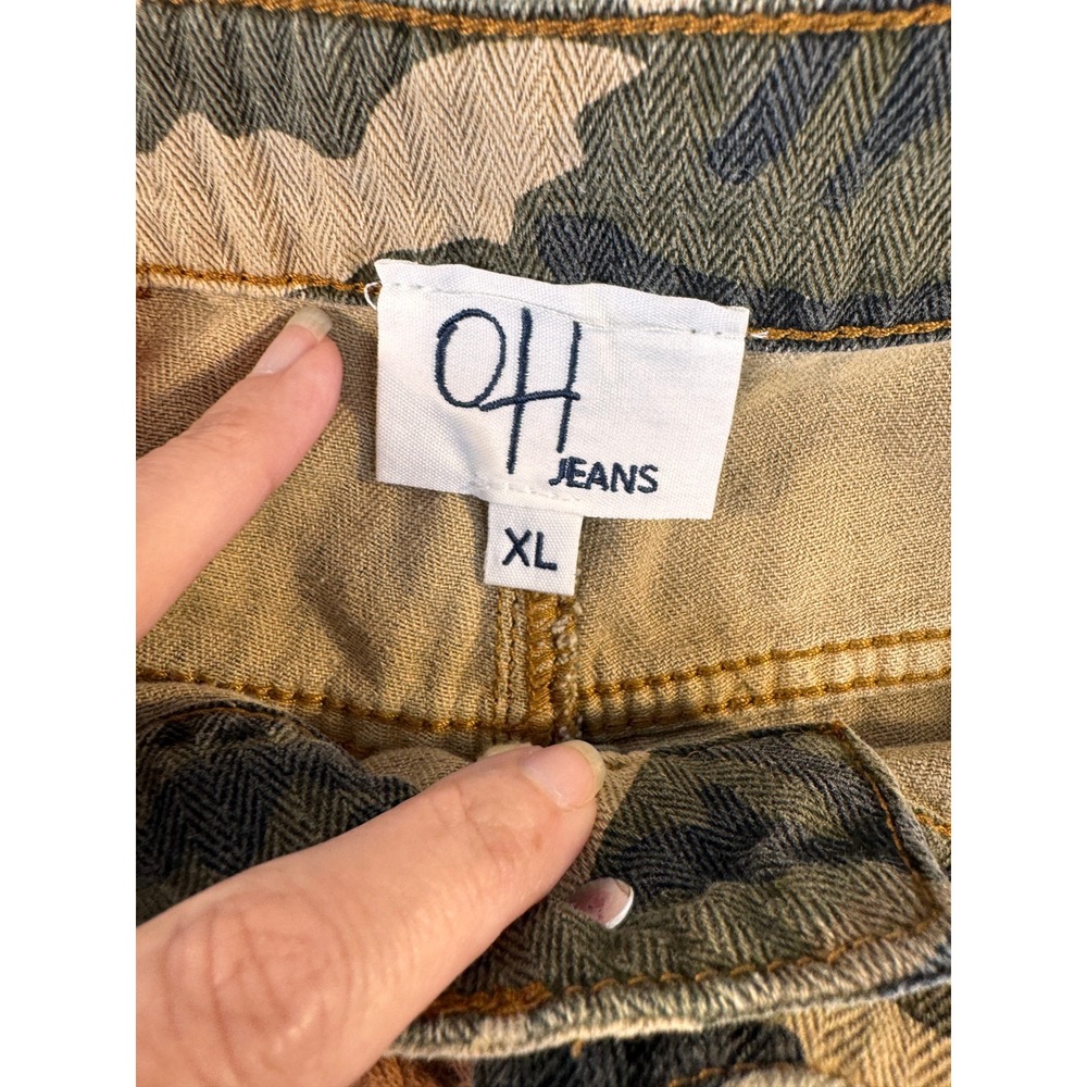 OH Jeans XL Camo Cargo Pants Distressed Paint Splatter Rope Belt Y2K Streetwear - Picture 4 of 9